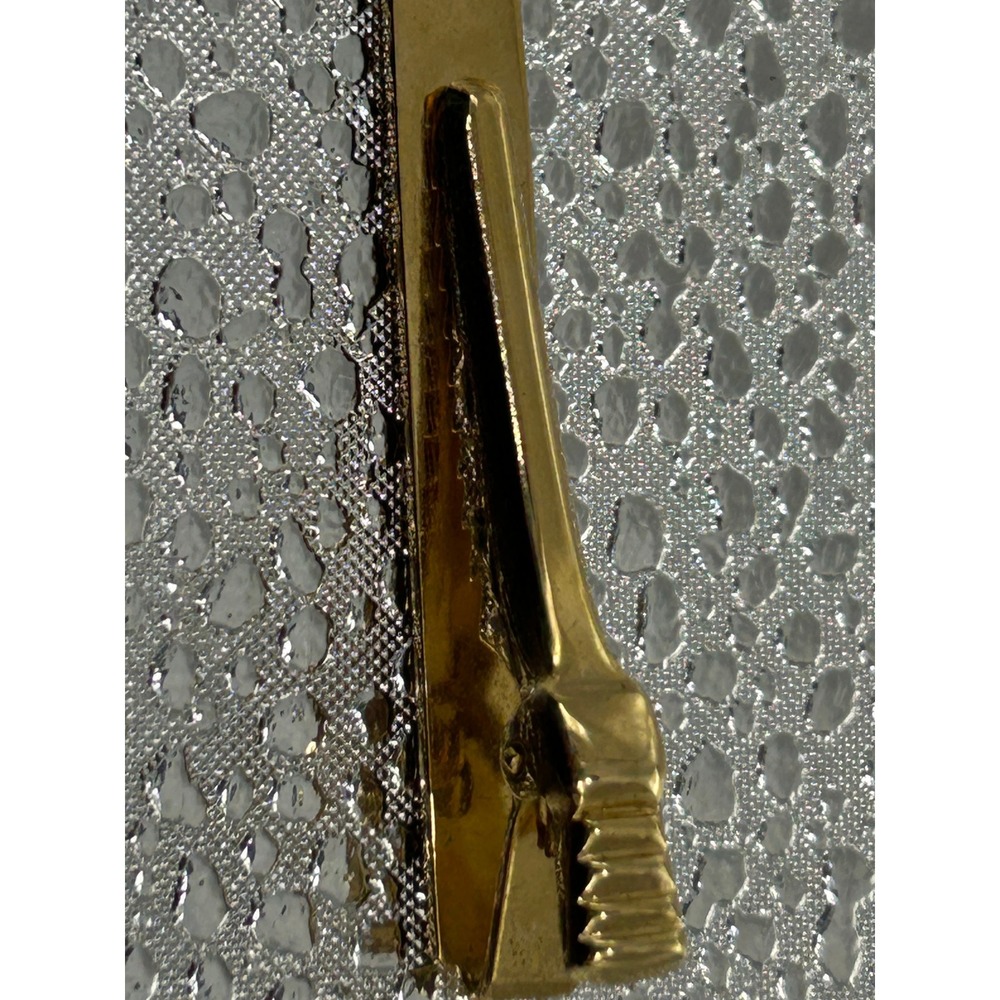 Vintage Gold Tone Ridged Tie Clip Mens Formal Accessory Alligator Clasp Bar